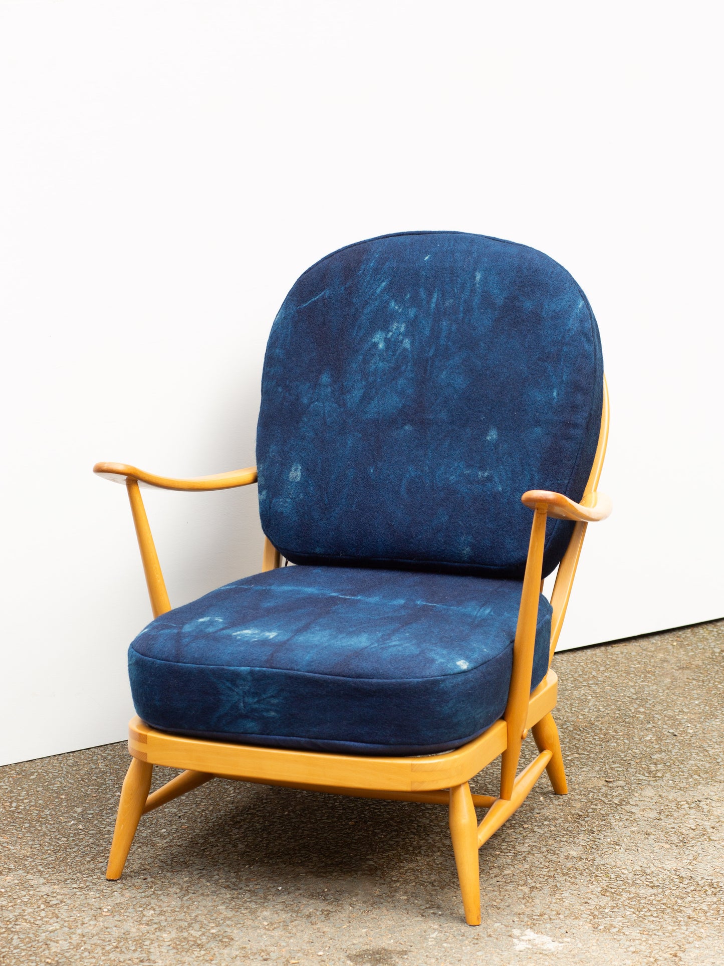 Ercol Windsor Blonde 203 Armchair - Indigo Hand-dyed wool covers