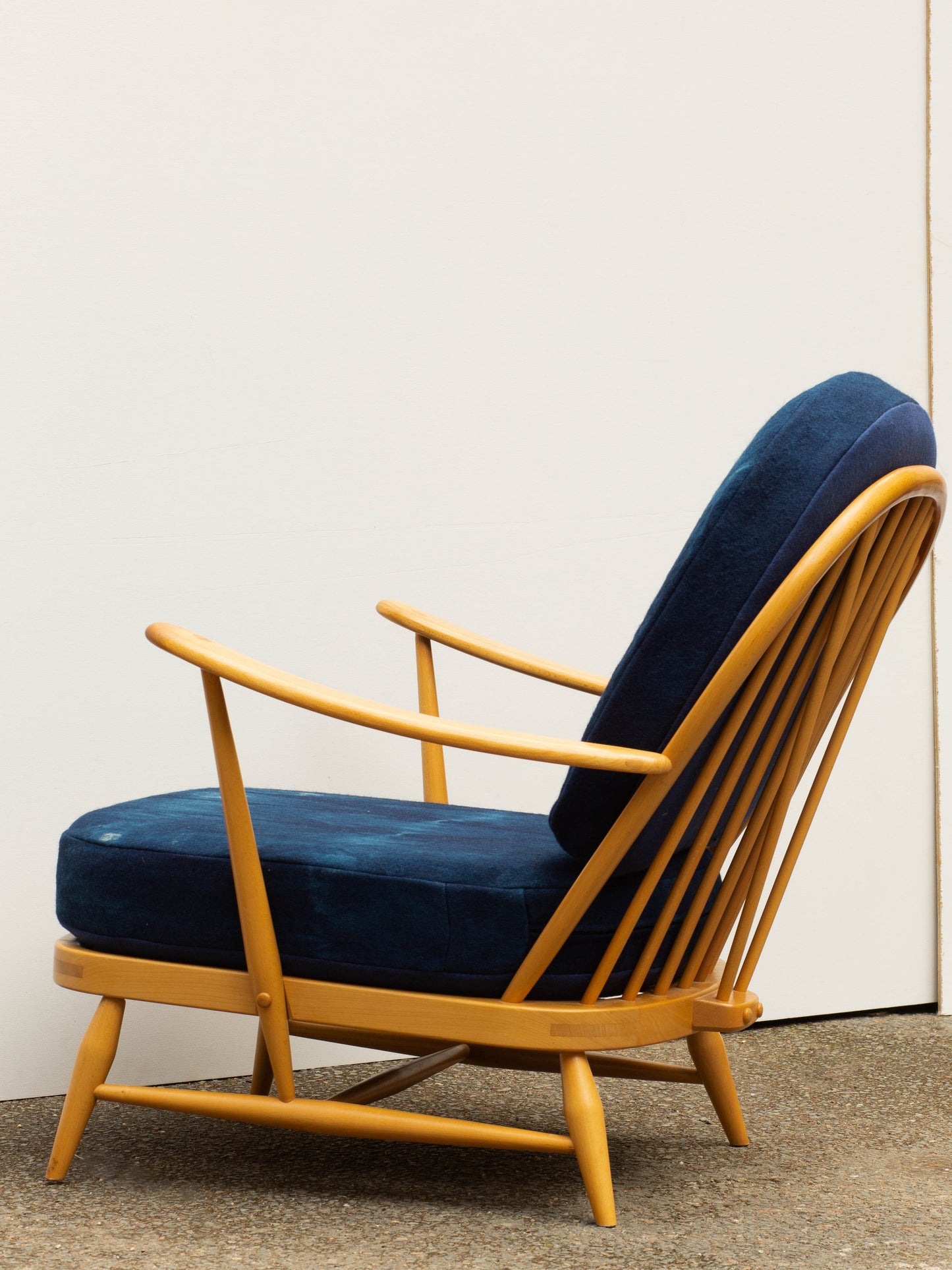 Ercol Windsor Blonde 203 Armchair - Indigo Hand-dyed wool covers