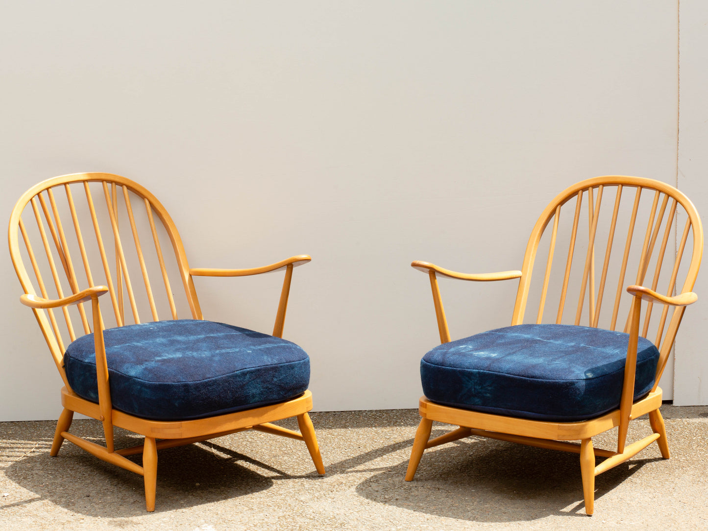 Ercol Windsor Blonde 203 Armchair - Indigo Hand-dyed wool covers