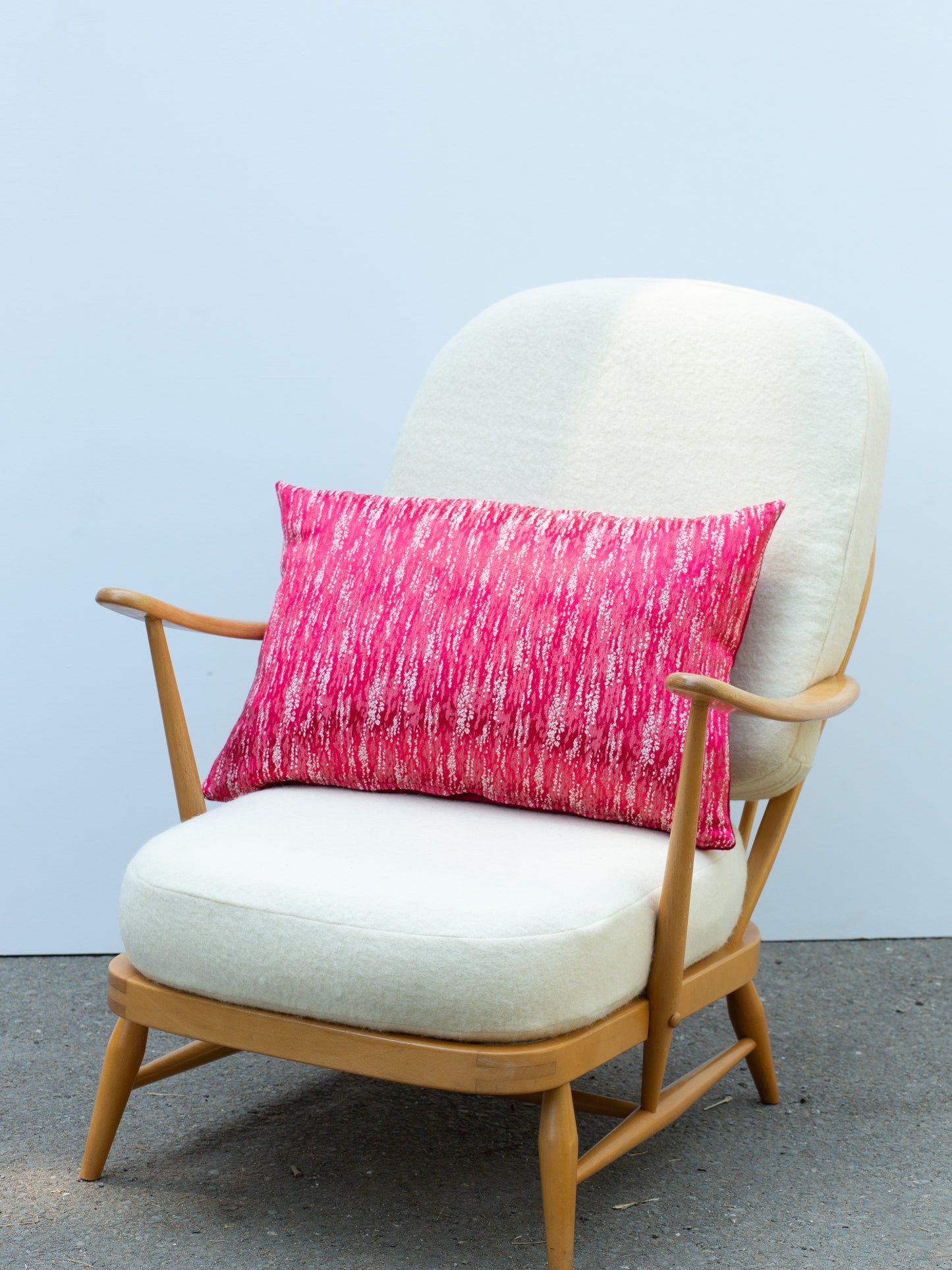 Wool & Satin Cushion - Pink