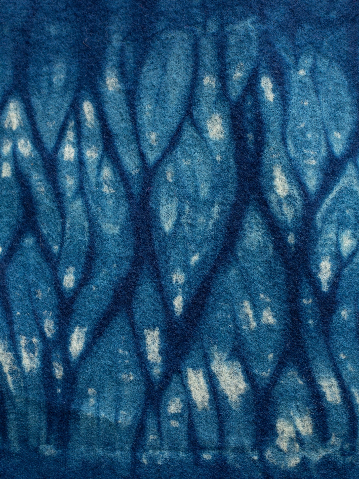 Indigo Shibori Hand-dyed Vintage Wool Blanket - Double