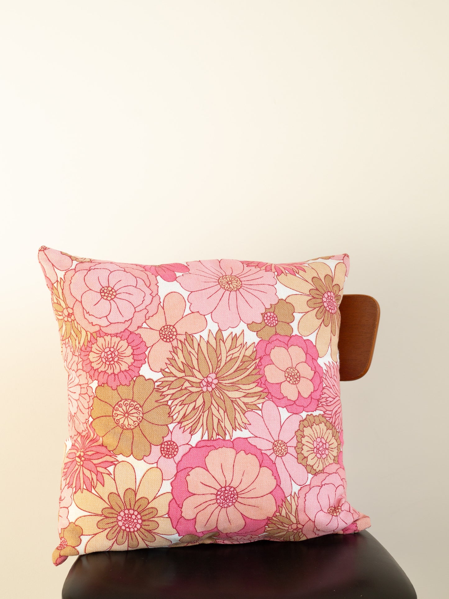 Floral Cushion - 70's Flowers - Pink