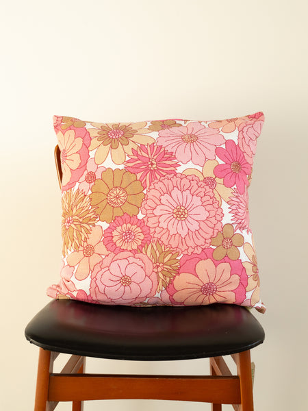Floral Cushion - 70's Flowers - Pink
