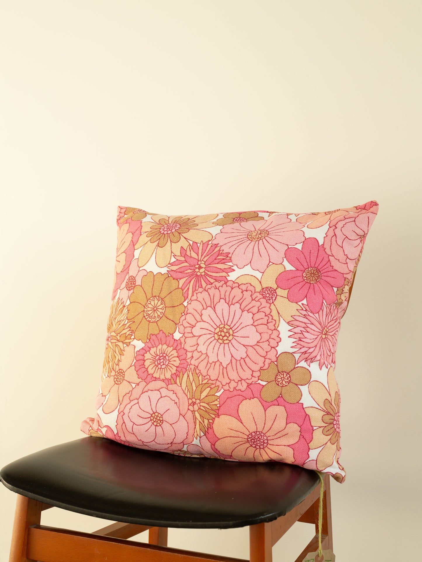 Floral Cushion - 70's Flowers - Pink