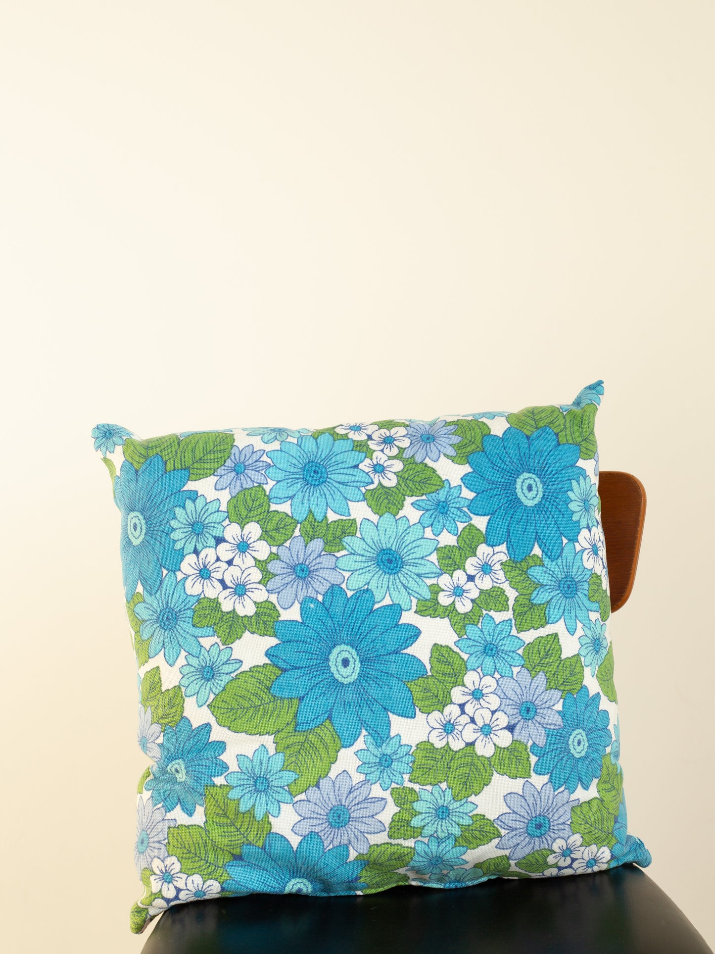 Floral Cushion - 70's Flowers - Blue