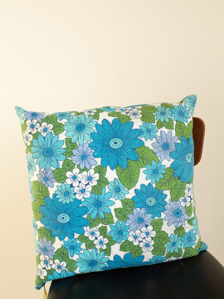 Floral Cushion - 70's Flowers - Blue
