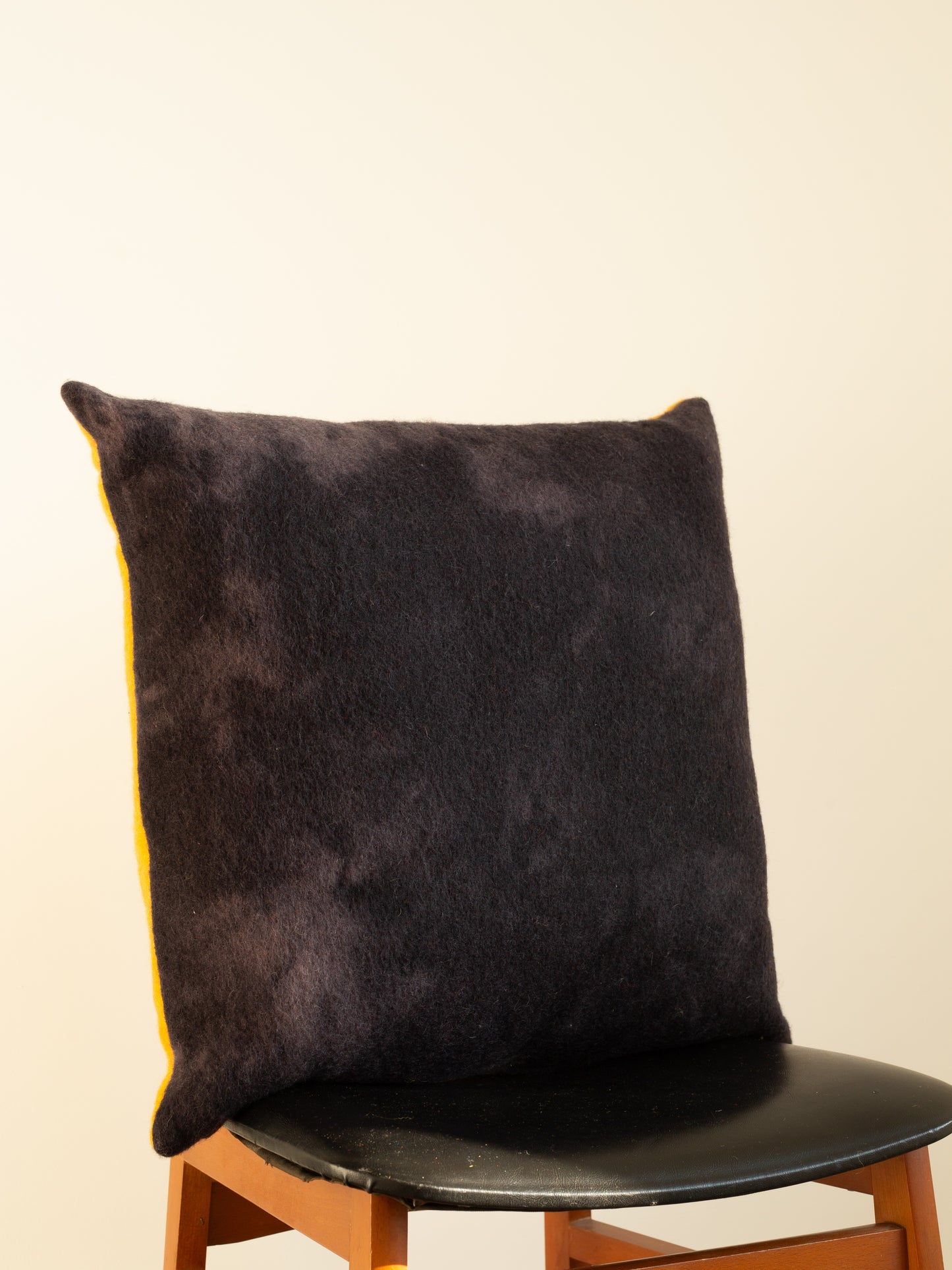 Wool Cushion - Hand-dyed Vintage Wool - Grey/Golden Yellow