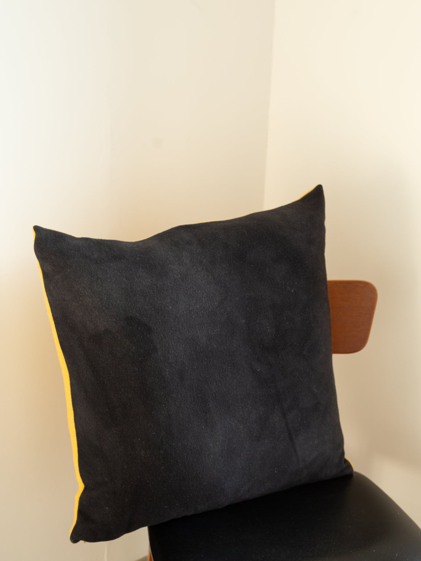 Wool Cushion - Hand-dyed Vintage Wool - Grey/Mustard Yellow