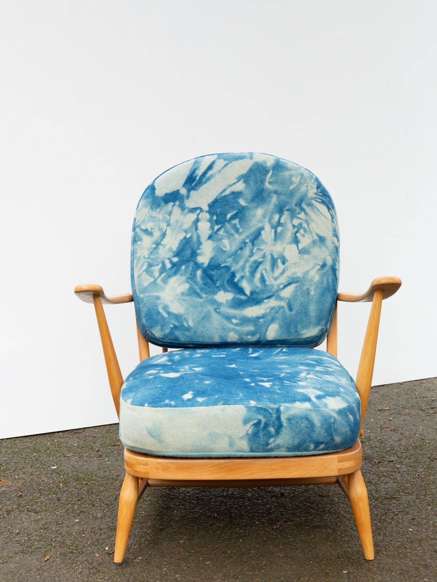 Ercol Windsor 203 Armchair - Fully Restored - Indigo Hand-dyed Wool Covers