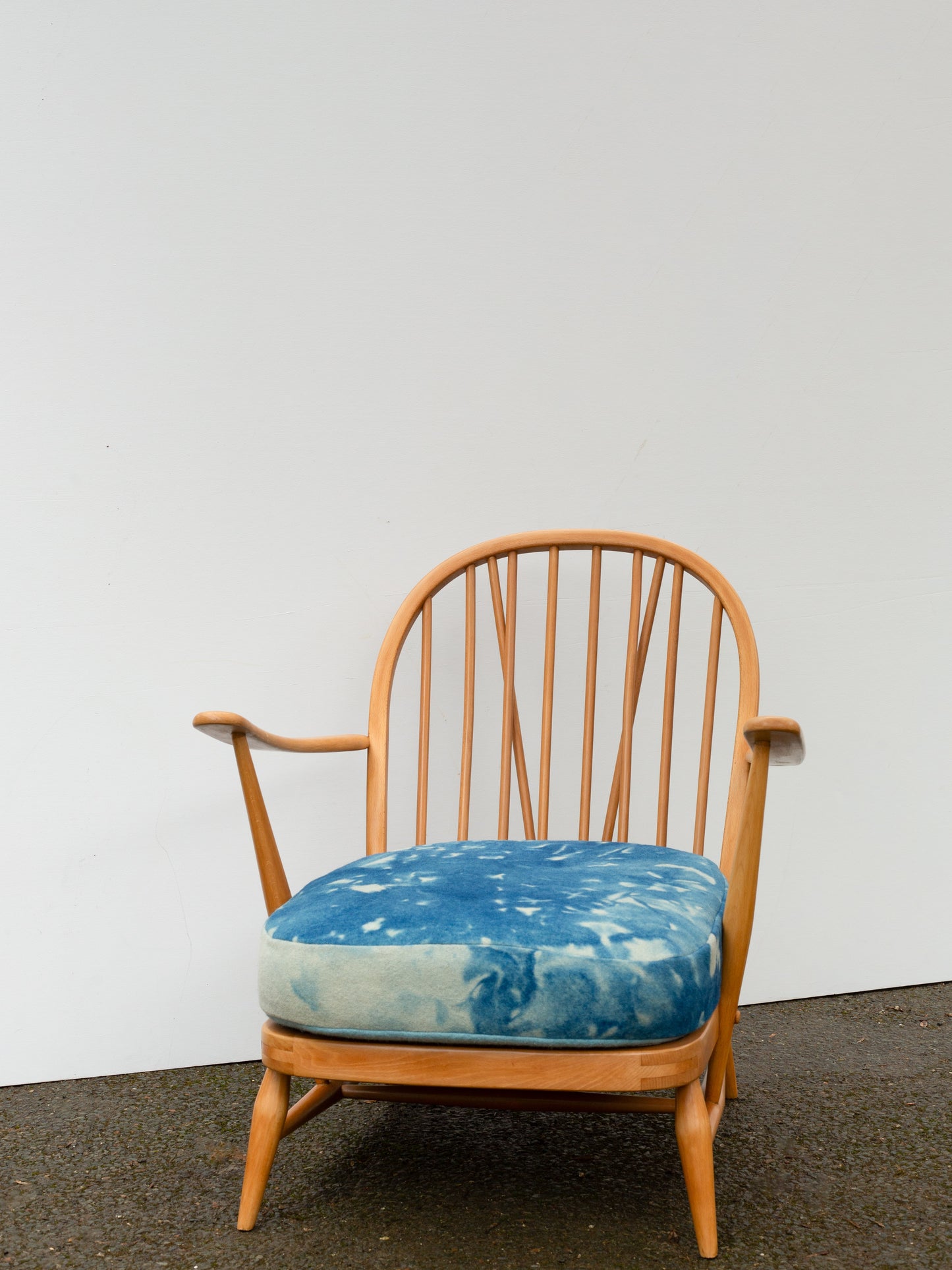 Ercol Windsor 203 Armchair - Fully Restored - Indigo Hand-dyed Wool Covers