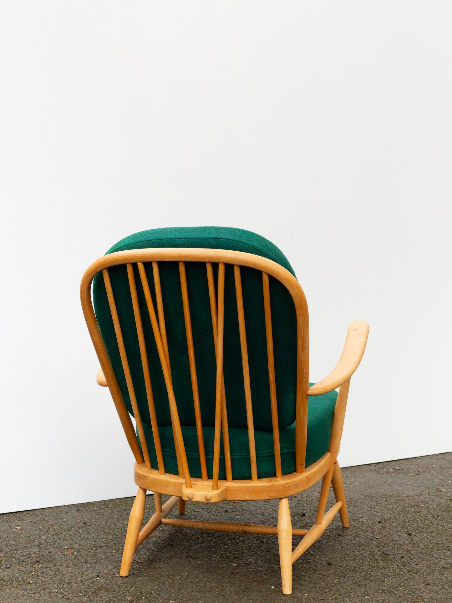 Ercol Windsor 335 Armchair - Fully Restored - Emerald Green No.2 Mottled Wool Covers