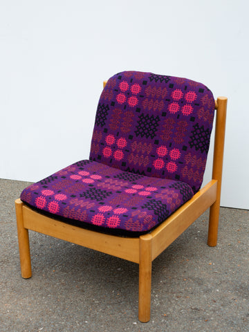Ercol Blonde 747 Lounge Chair - Welsh Tapestry - Pink/Purple/Black No.2