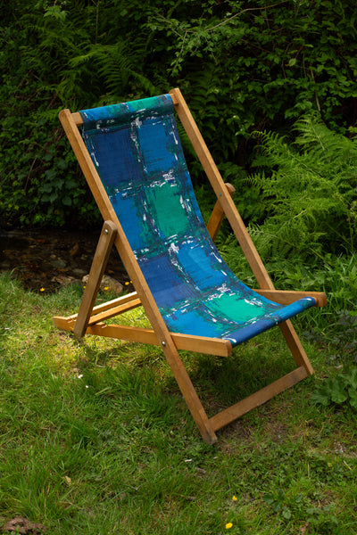 Deckchair - Abstract Barkcloth - Blue & Green
