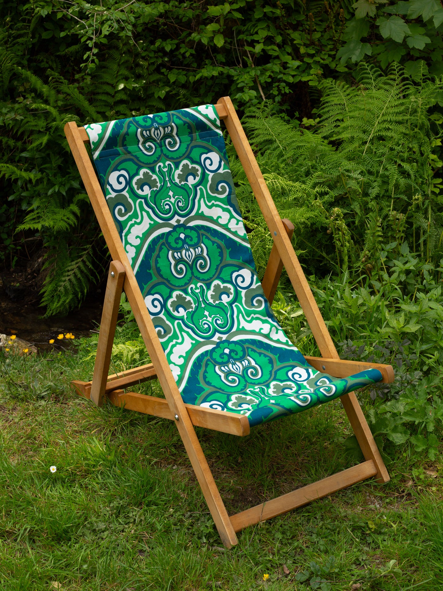 Deckchair - Flowers - Green