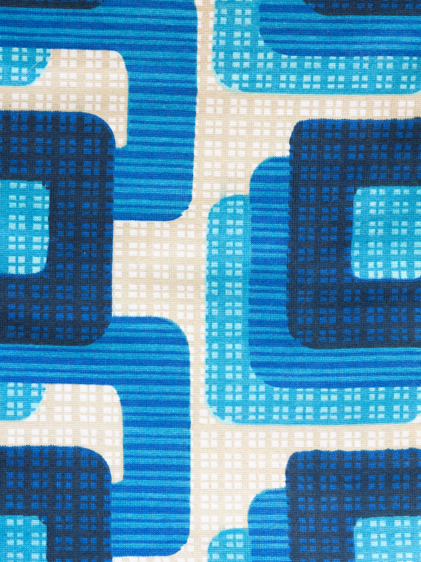 Deckchair - 1970s geo print - Blues