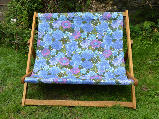 Double Deckchair - Big Flower - Purple/Blue/Green