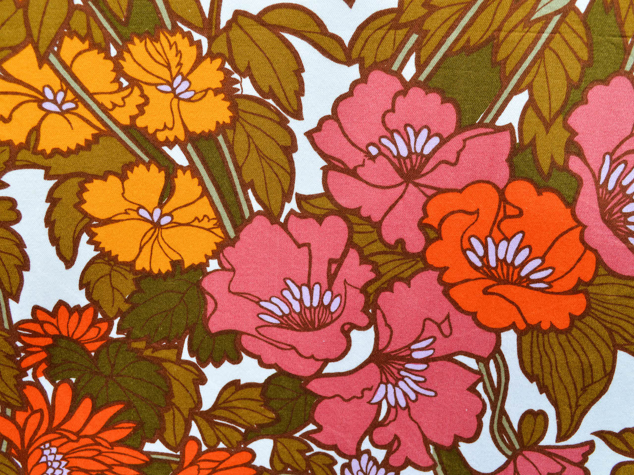 Double Deckchair - Big Flower - Pink/Orange