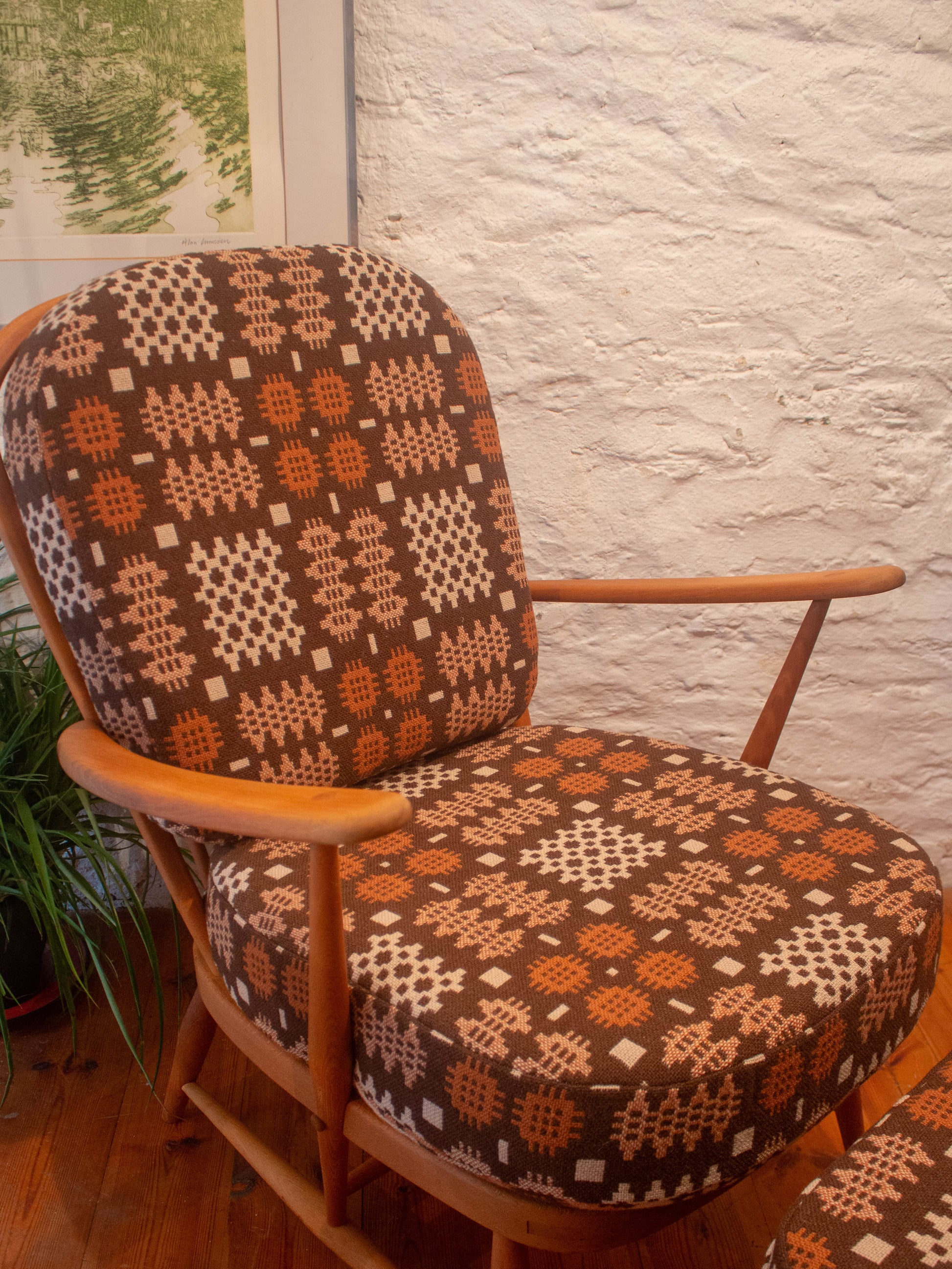 Ercol 335 Armchair - Welsh Tapestry cushion covers 