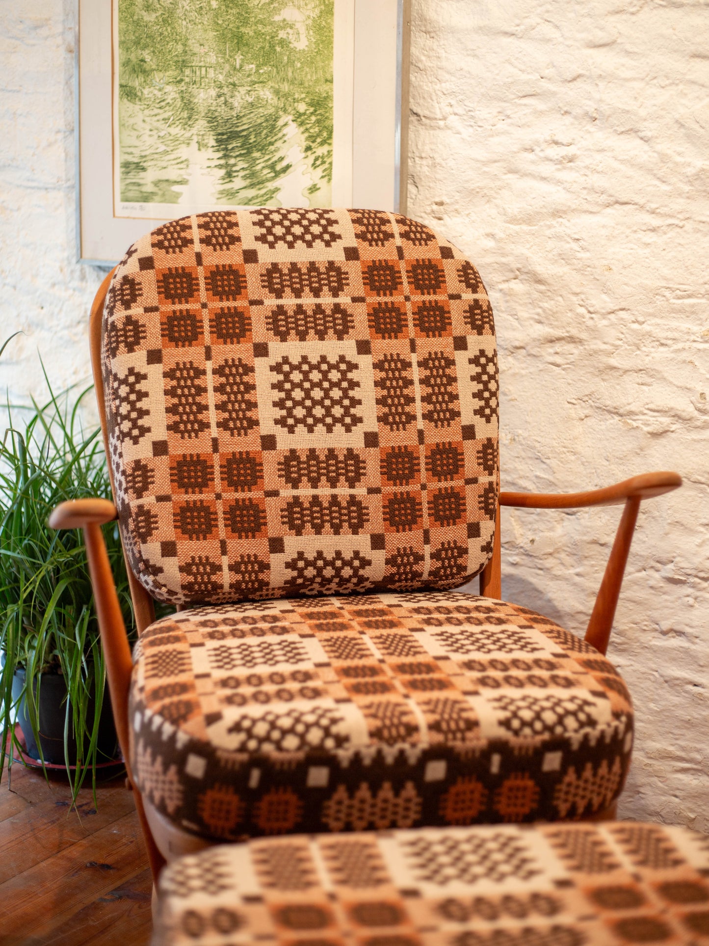 Ercol 335 Armchair - Welsh Tapestry cushion covers 