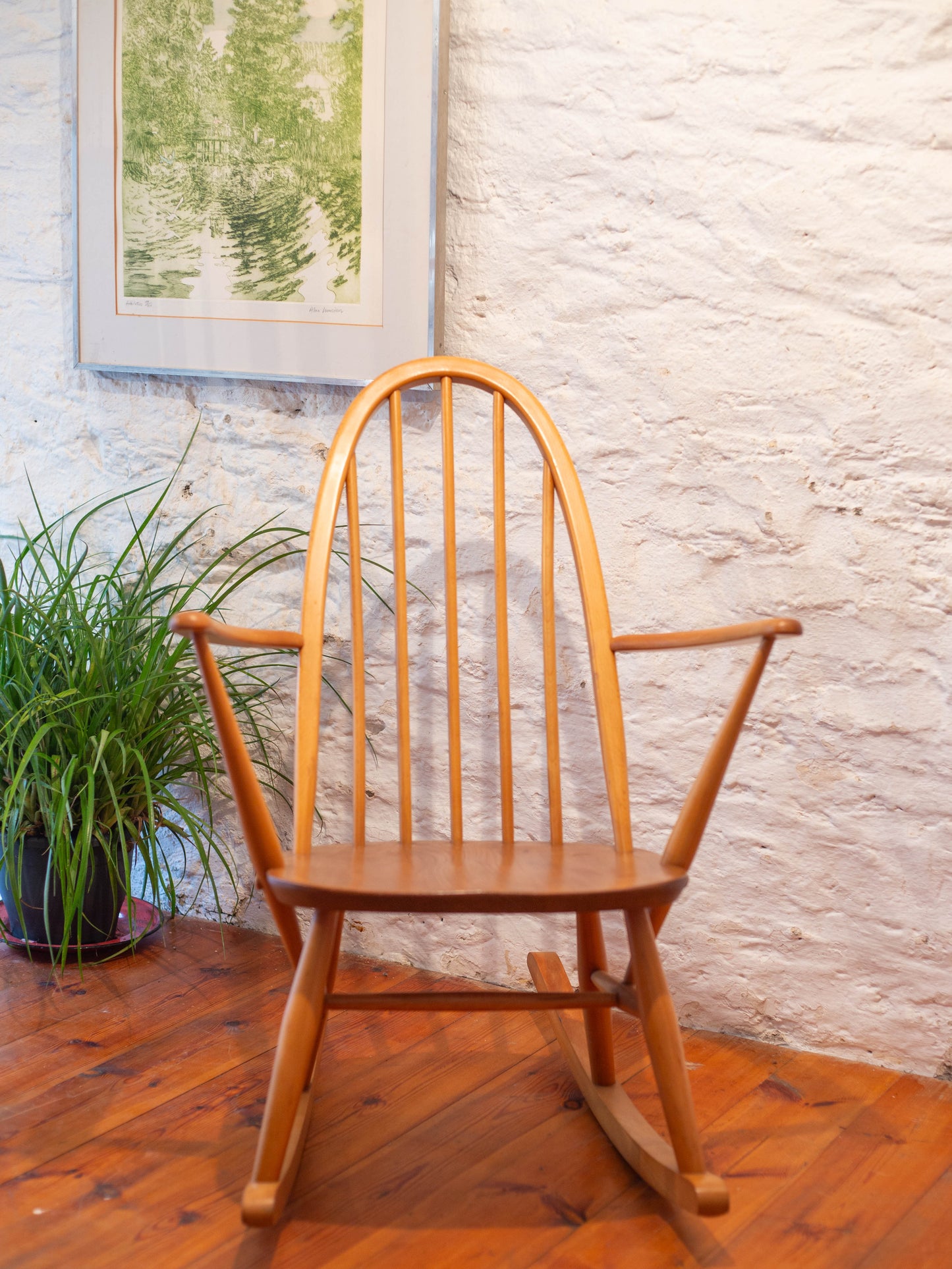 Ercol Quaker 428 Rocking Chair - Fully Restored - Hot Pink Cushion