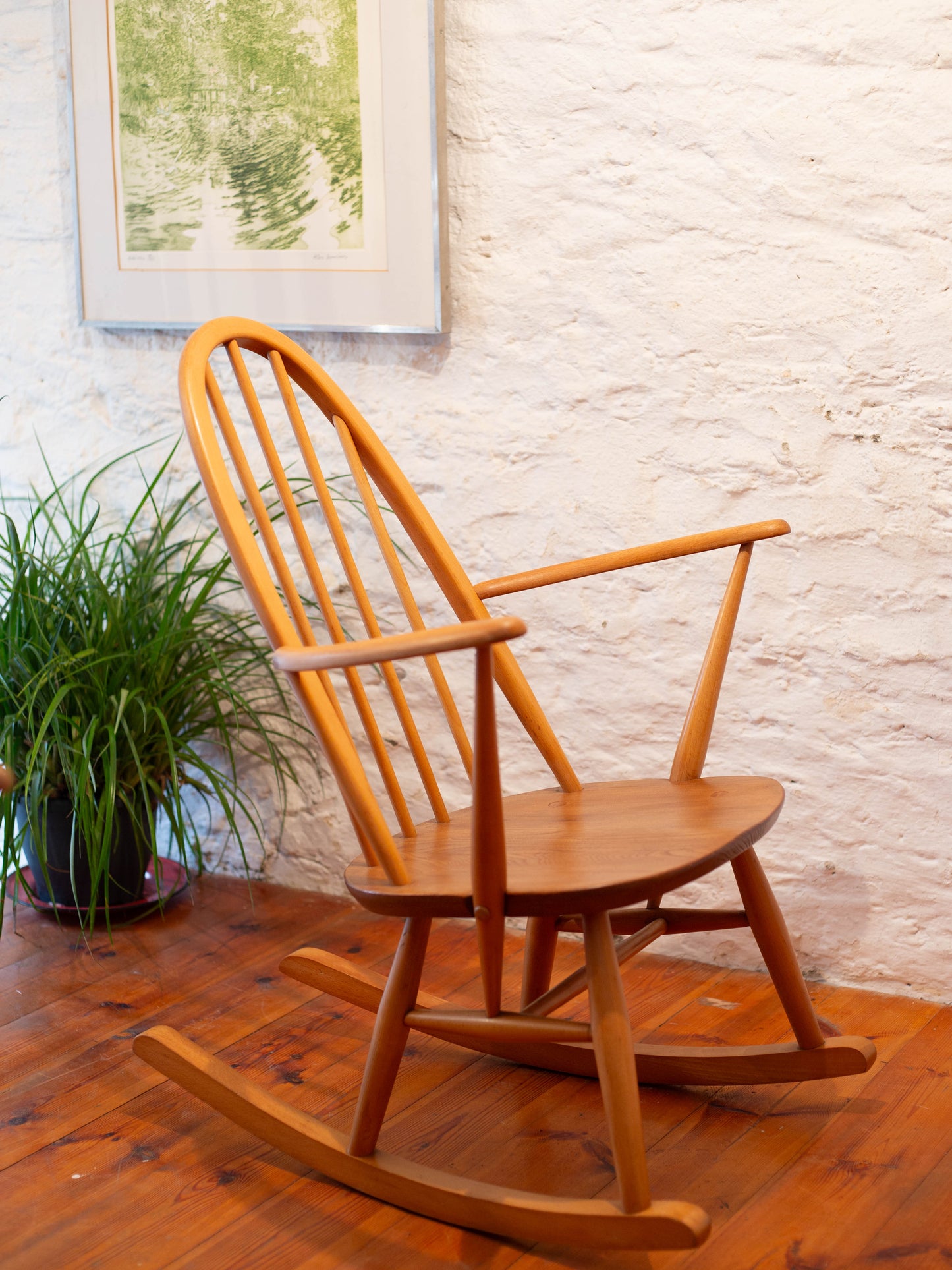 Ercol Quaker 428 Rocking Chair - Fully Restored - Hot Pink Cushion