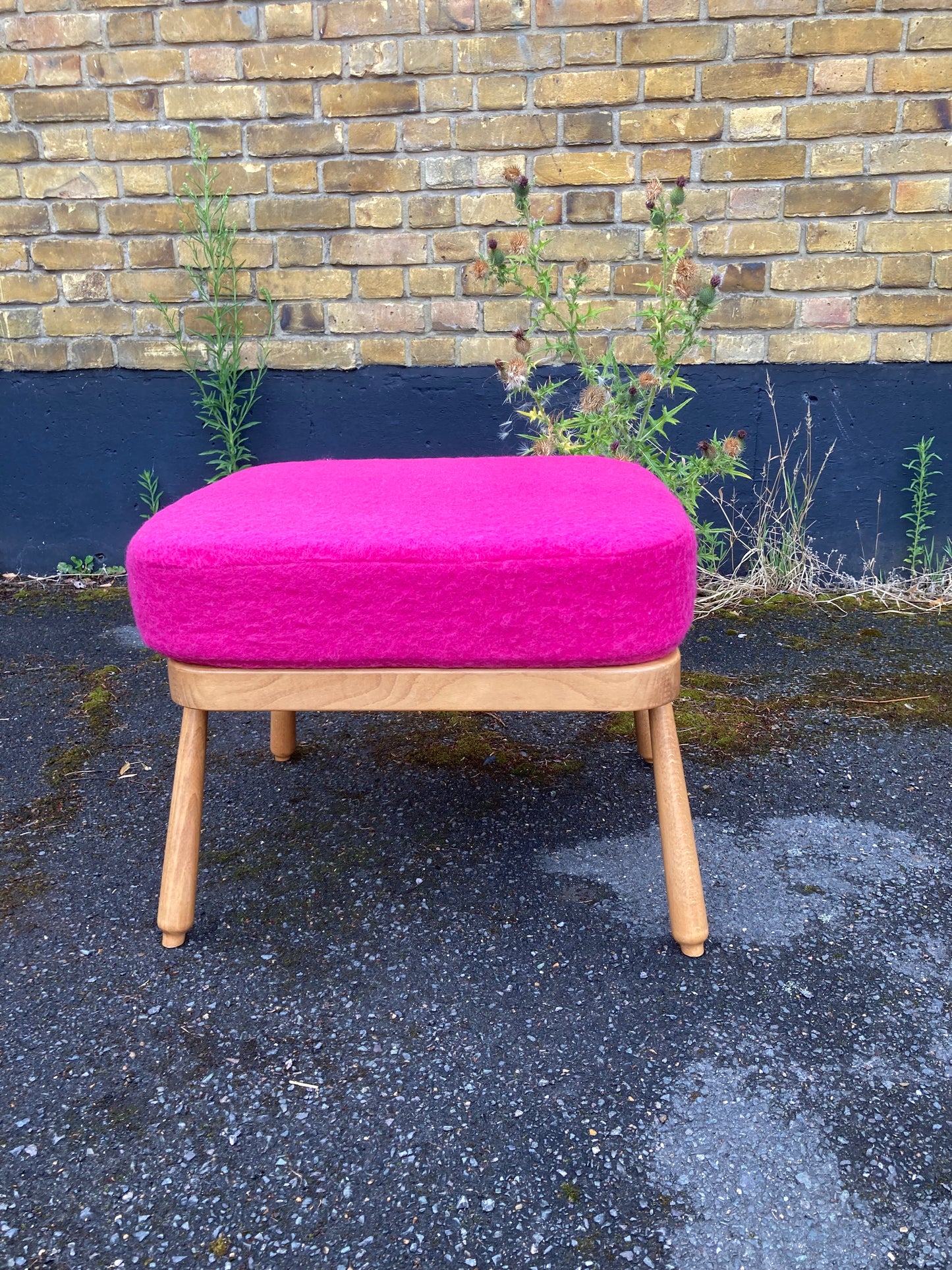 Trio Block Colour - Ercol Windsor 205 Square Footstool - Mustard Forest Grey