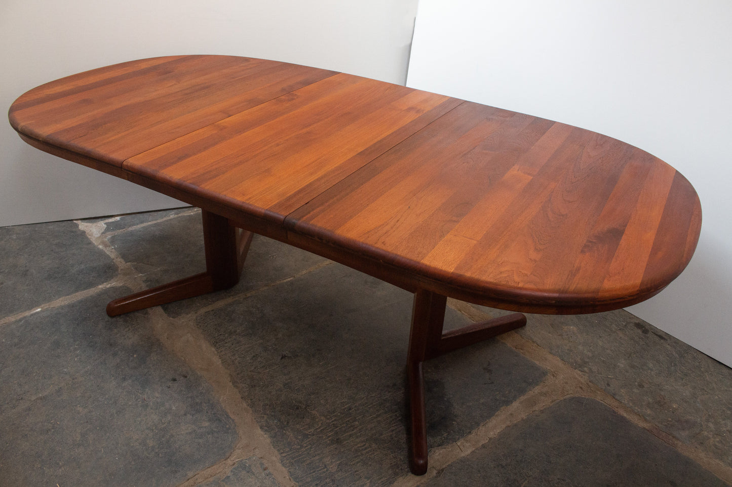 Solid Wood Oval Teak Extending Dining Table