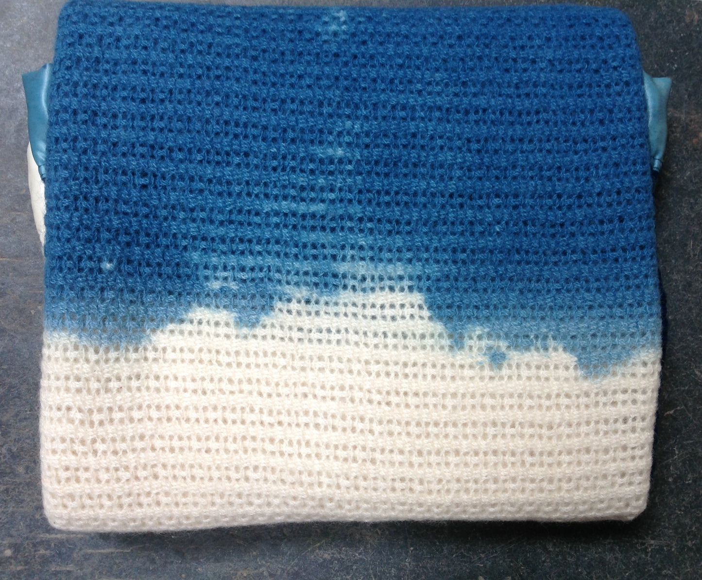 Indigo Ombré cellular Wool Blanket