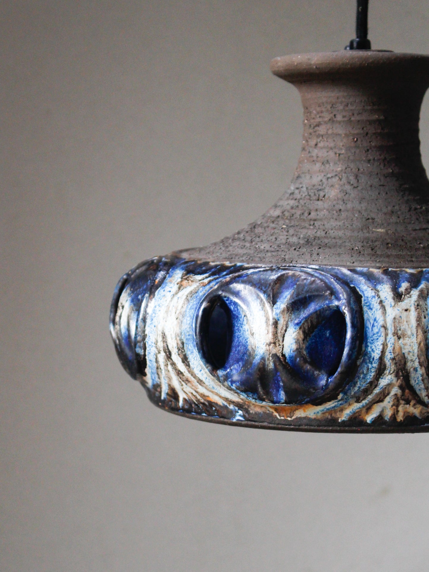 1970's Blue Danish Studio Pottery Ceiling Light