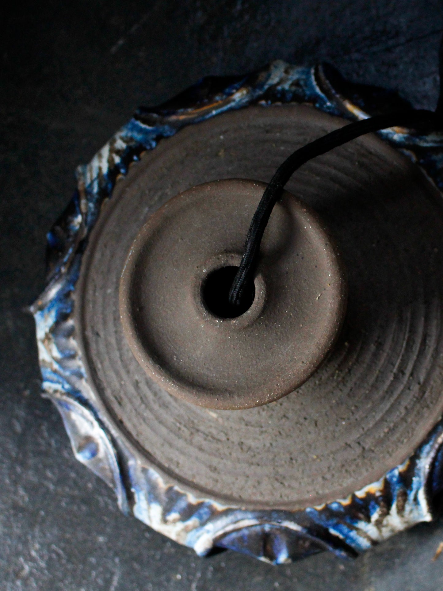 1970's Blue Danish Studio Pottery Ceiling Light