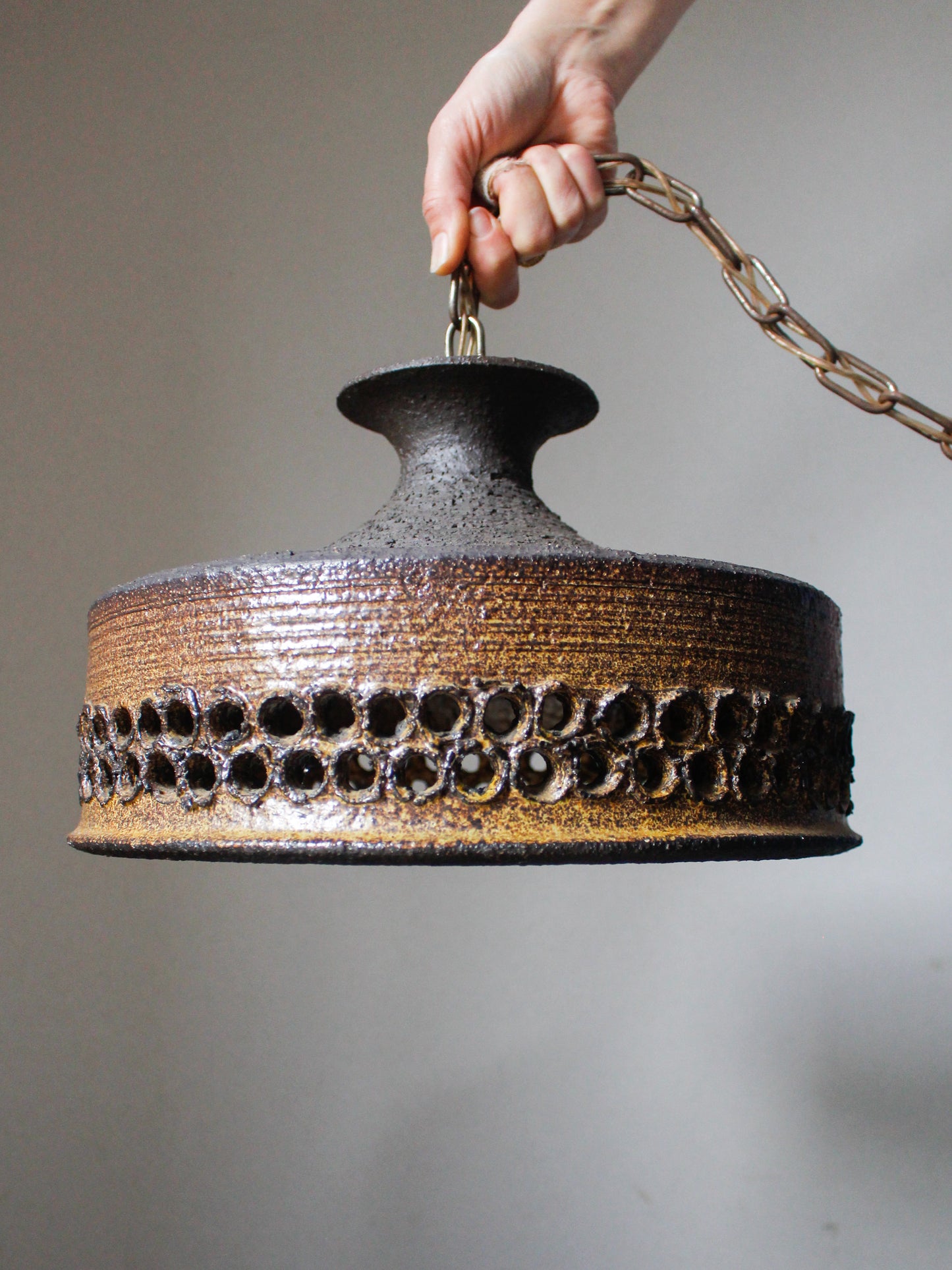 Danish Ceramic Studio Pottery Stoneware Ceiling Light