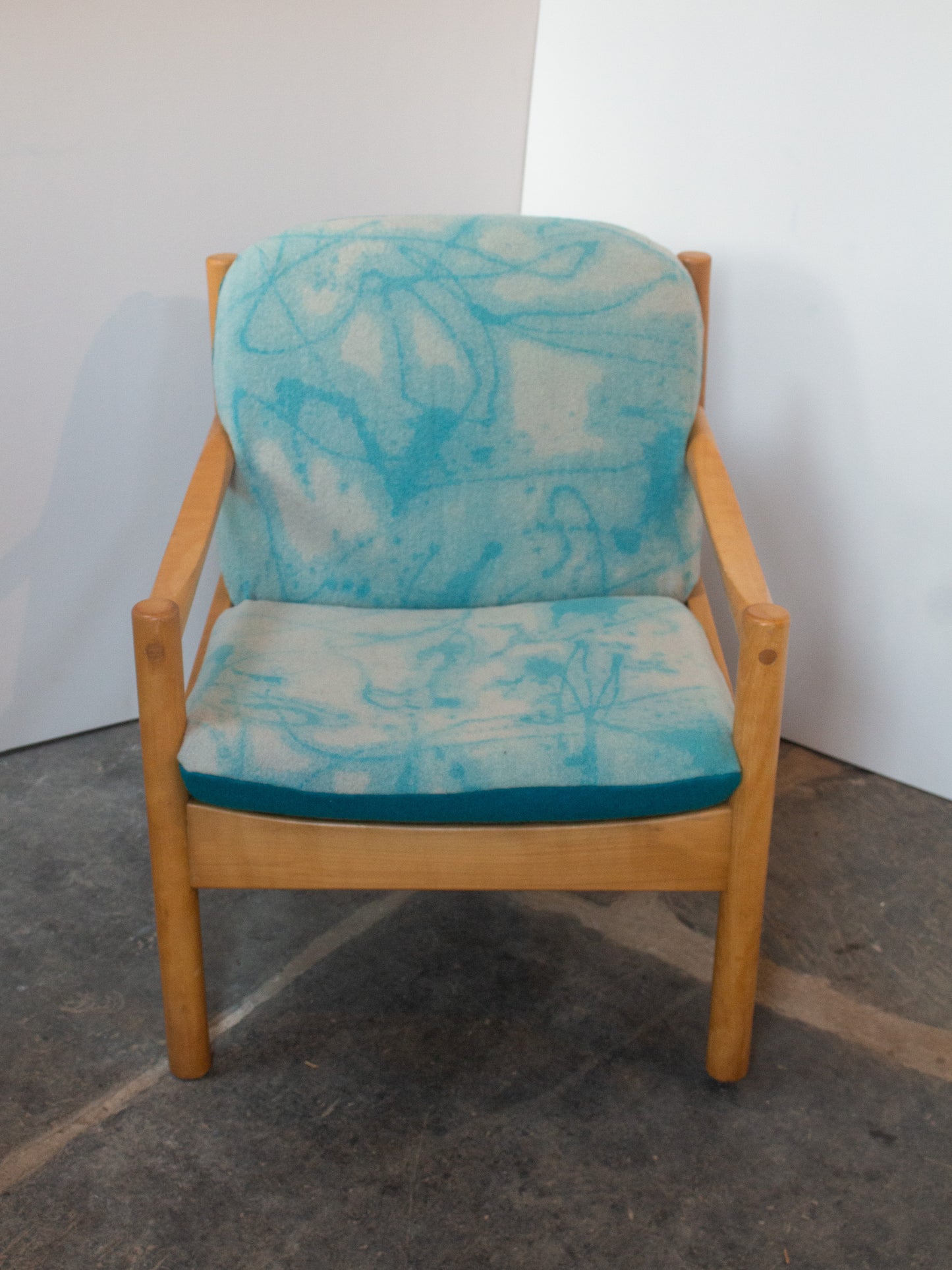 Ercol Modular 749 Lounge Chair - Hand Painted Art Piece - Turquoise