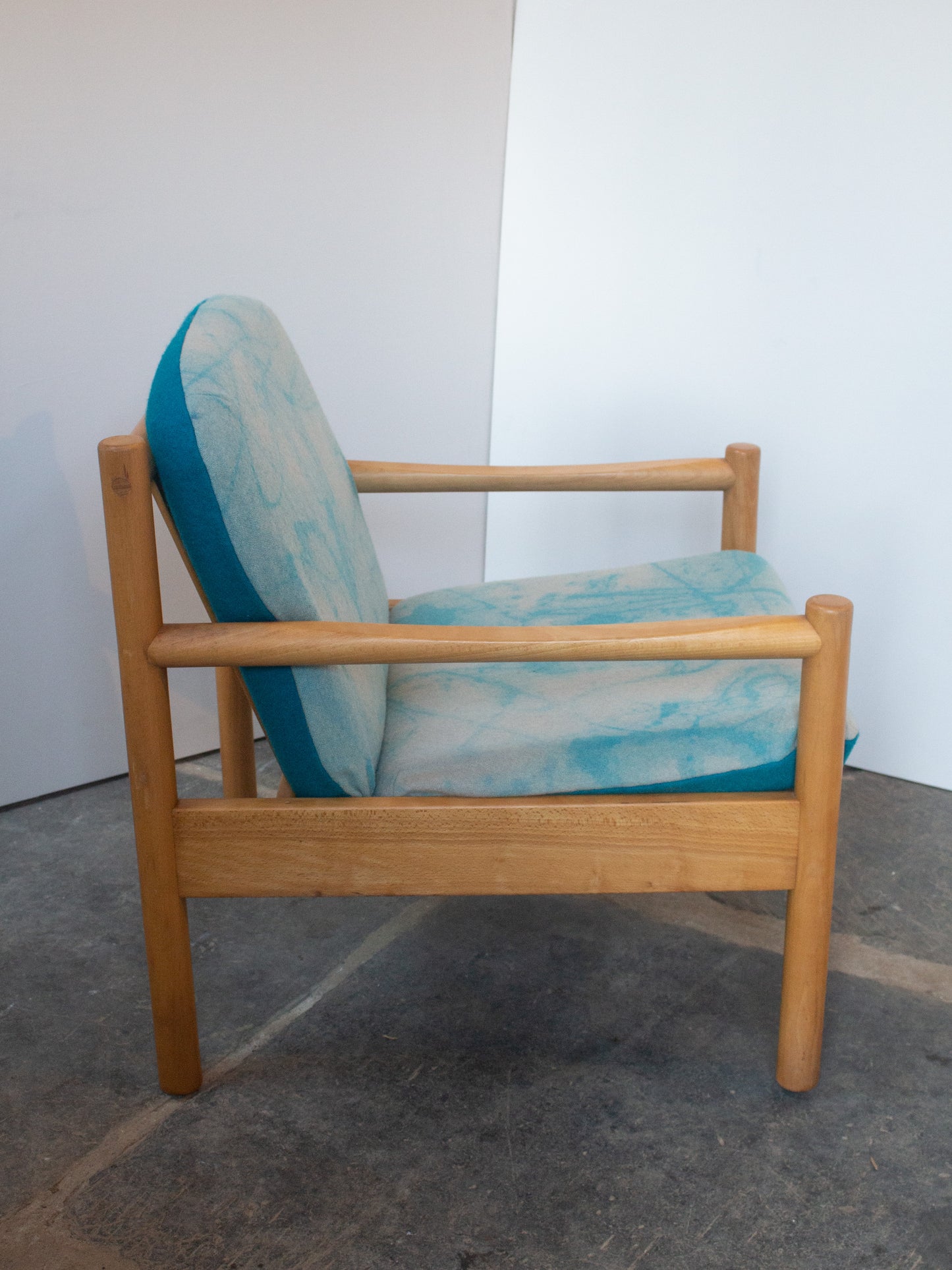 Ercol Modular 749 Lounge Chair - Hand Painted Art Piece - Turquoise