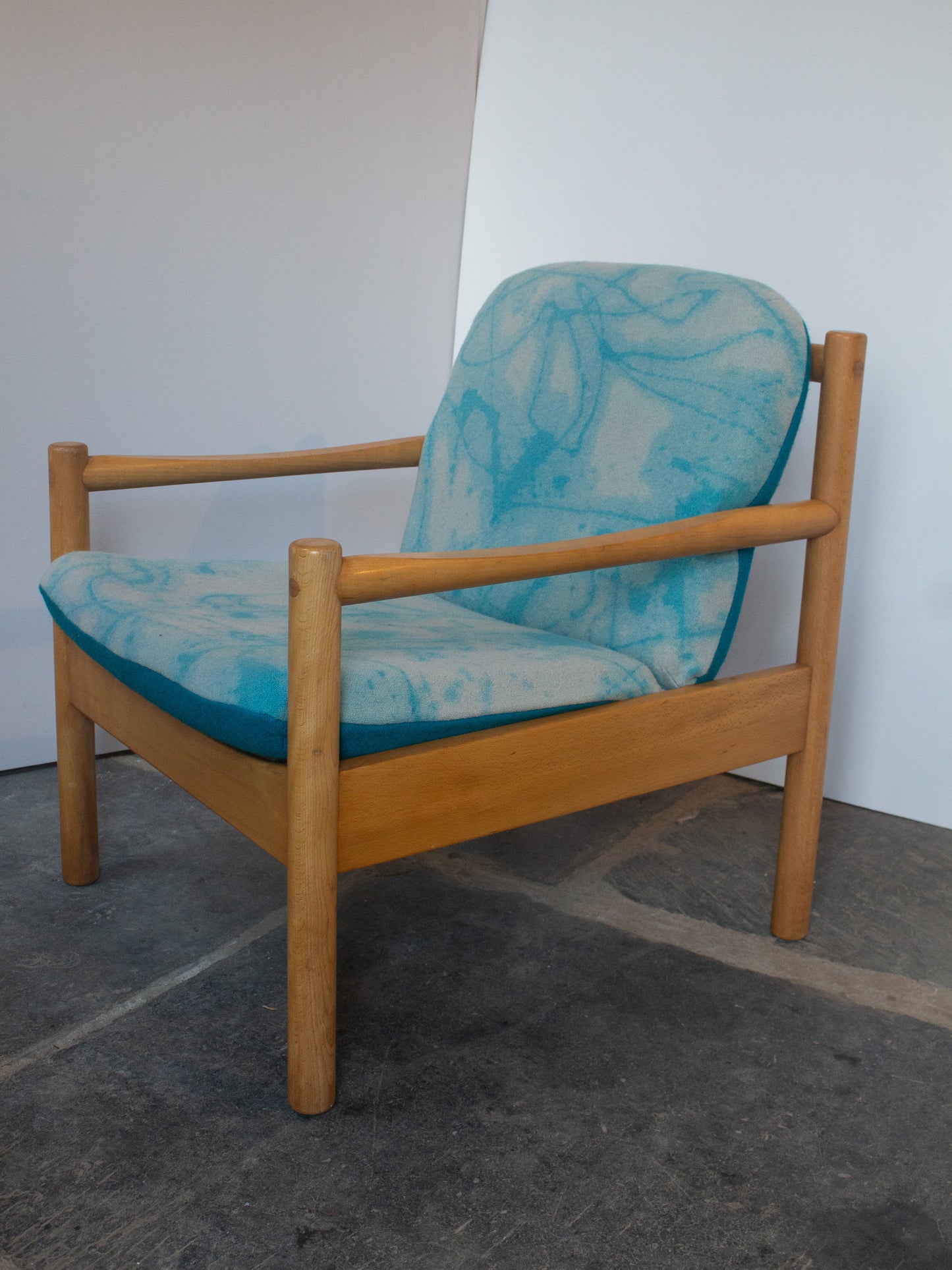 Ercol Modular 749 Lounge Chair - Hand Painted Art Piece - Turquoise