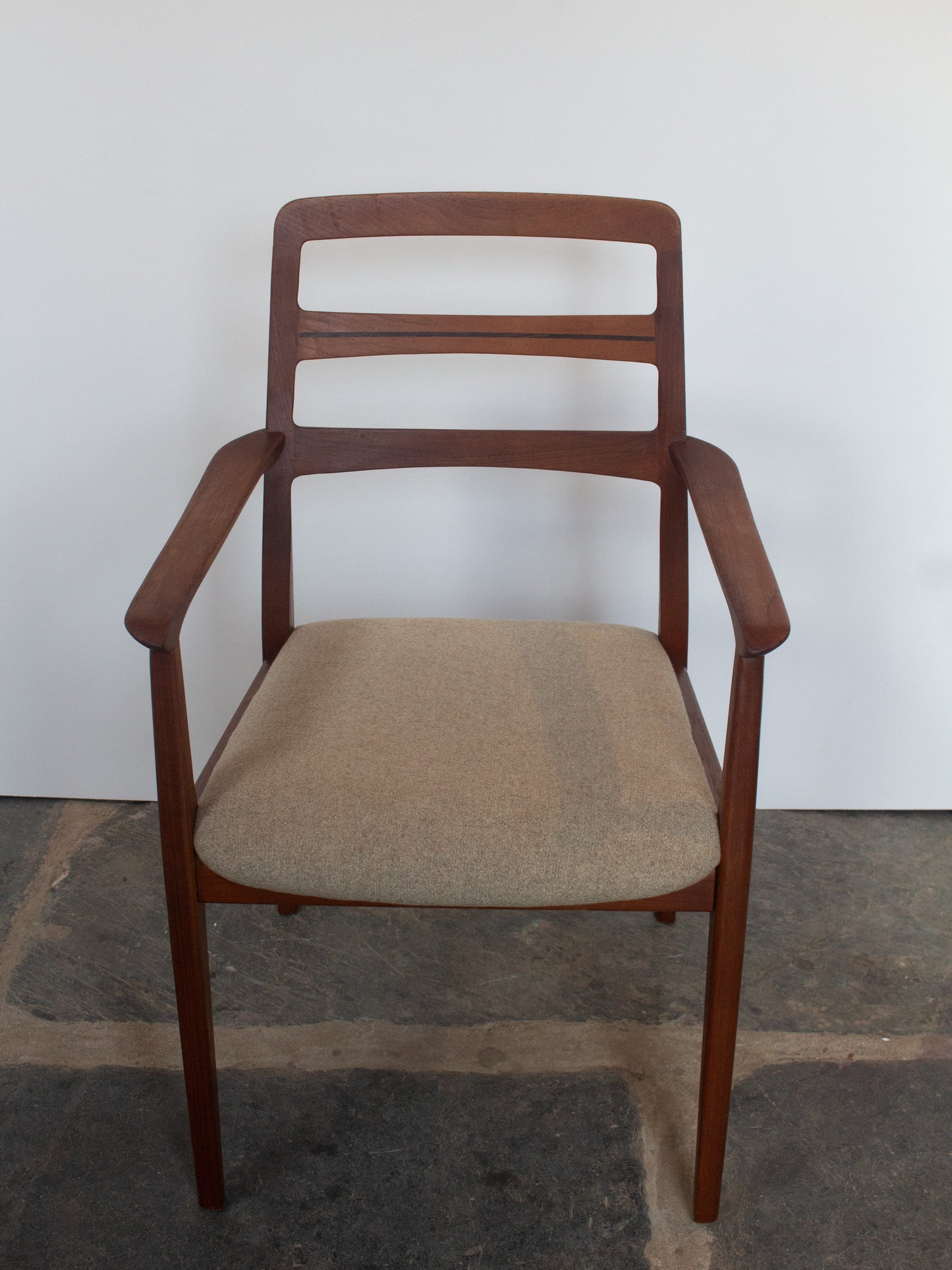 Solid Teak Dining Chairs with Wool Seat - set of 6