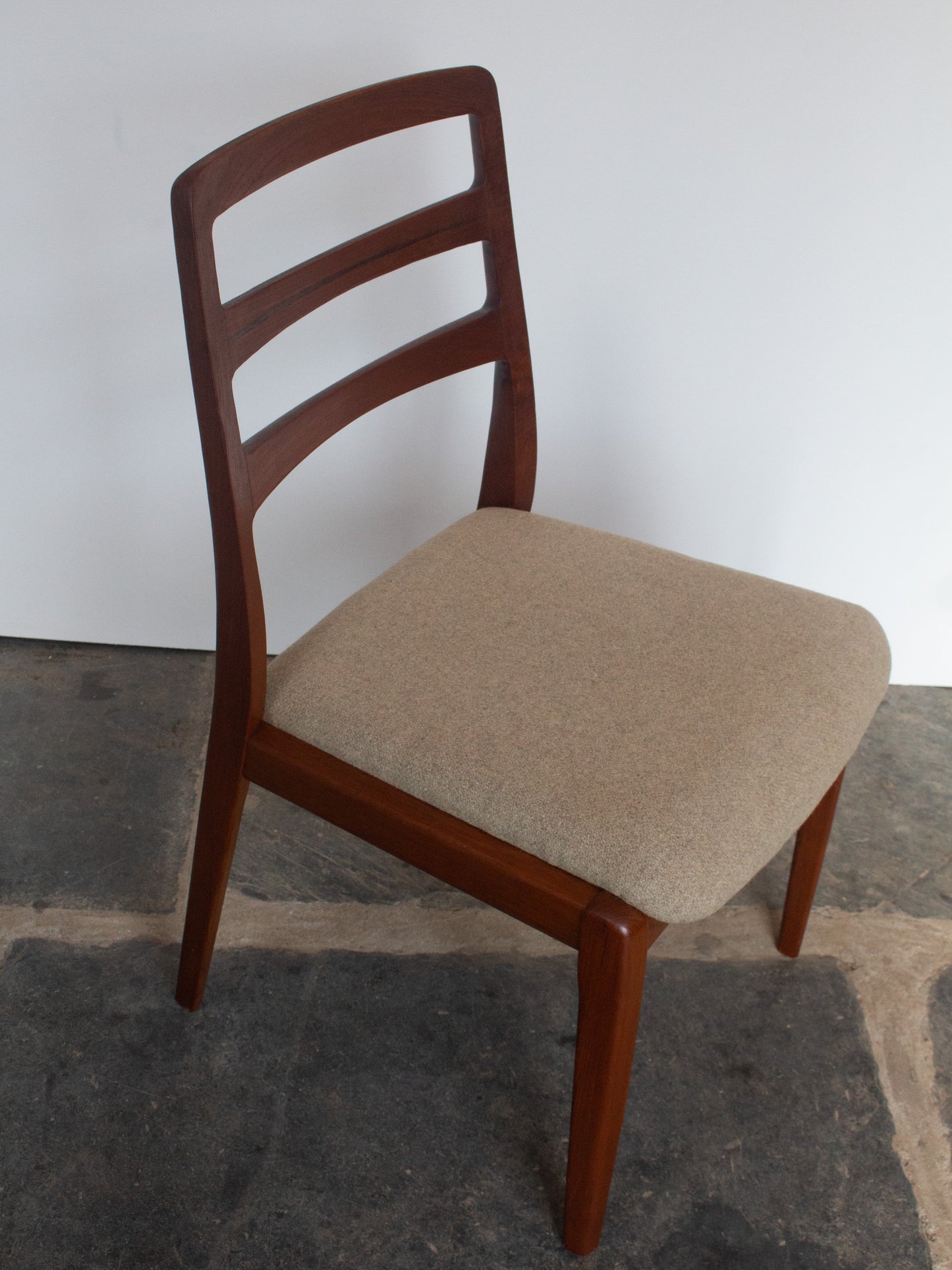 Solid Teak Dining Chairs with Wool Seat - set of 6